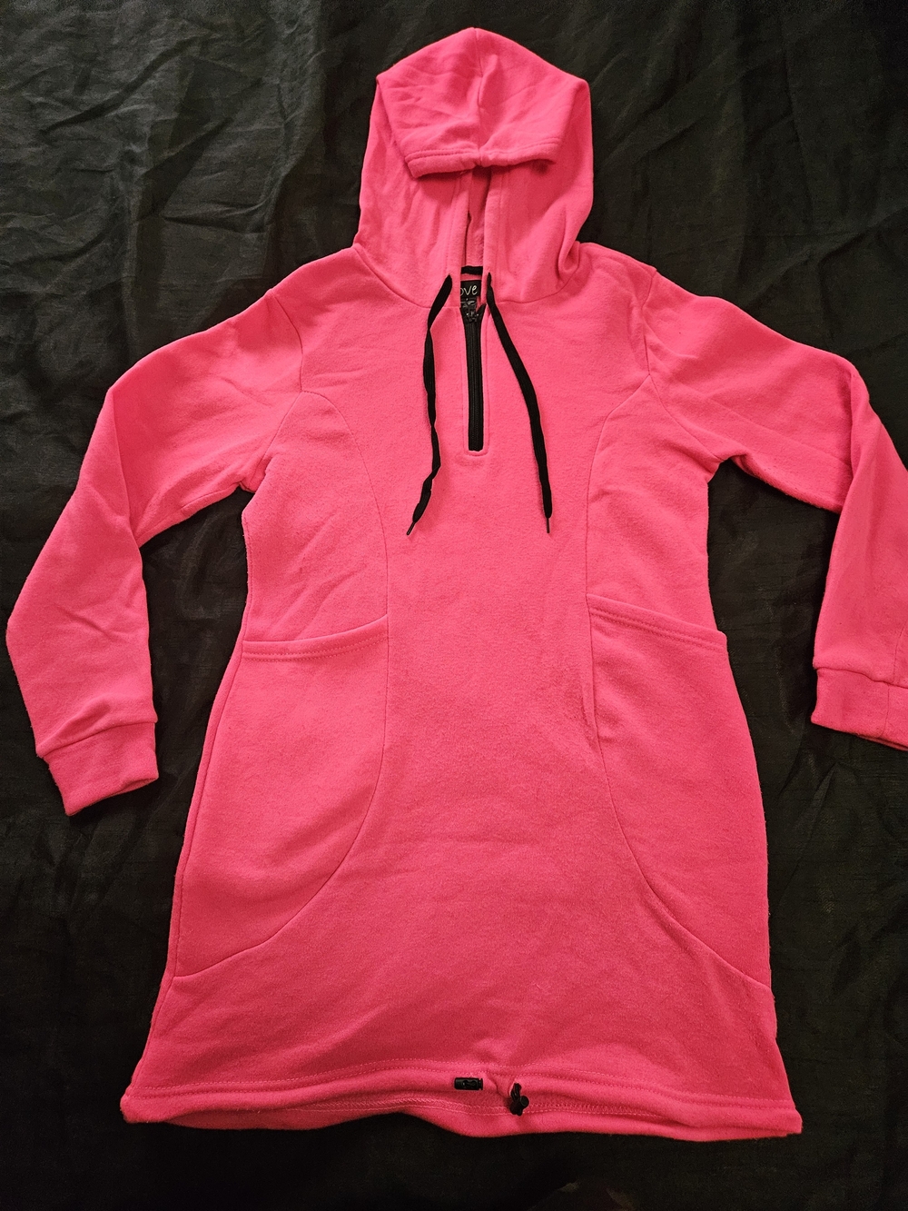 Pink Hooded Women's Tunic Sweatshirt Dress